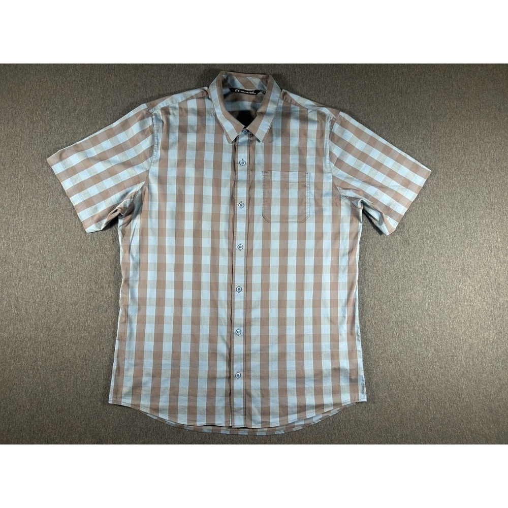TravisMathew Gingham Short Sleeve Button Down Shirt XL